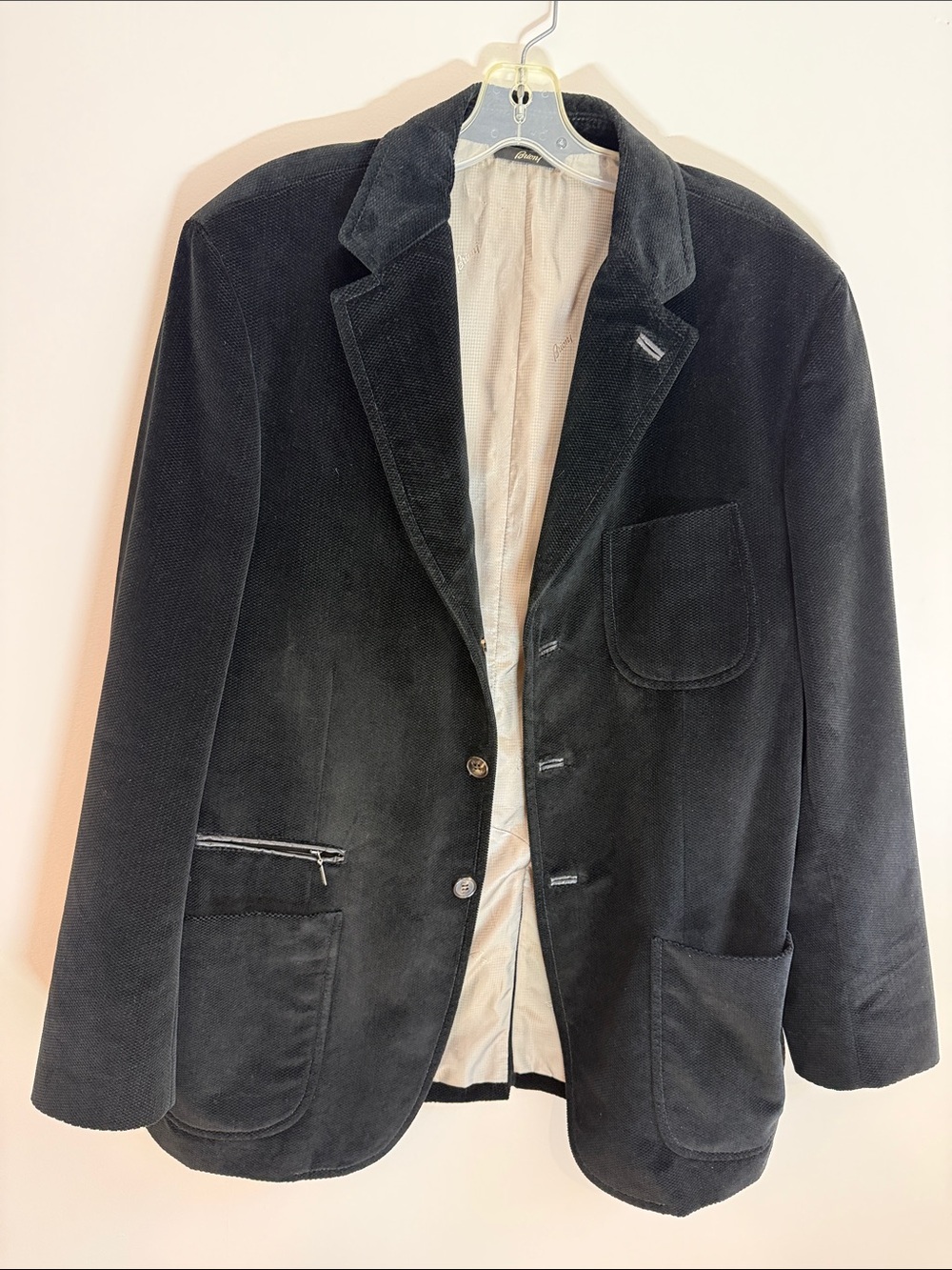 Brioni Black Corduroy Sport Coat with Patch Pockets
